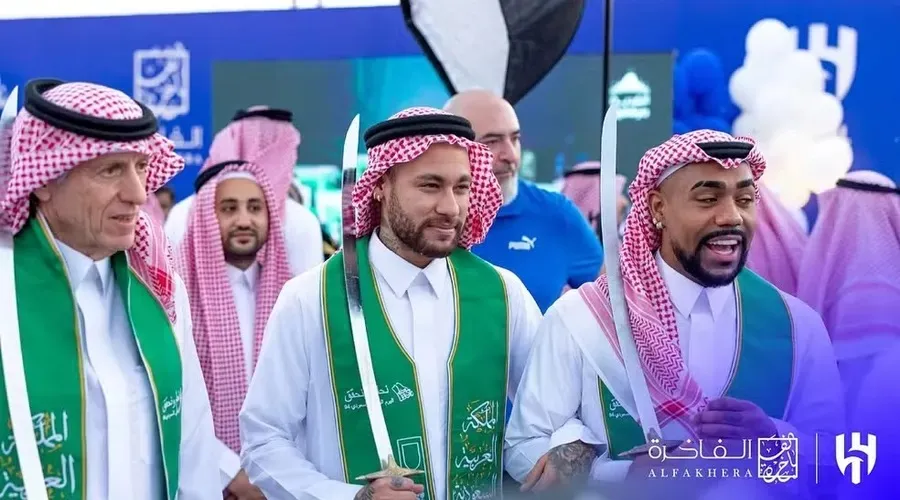 Jorge Jesus, Neymar e Malcom em evento do Al-Hilal em comemoração ao Dia Nacional Saudita