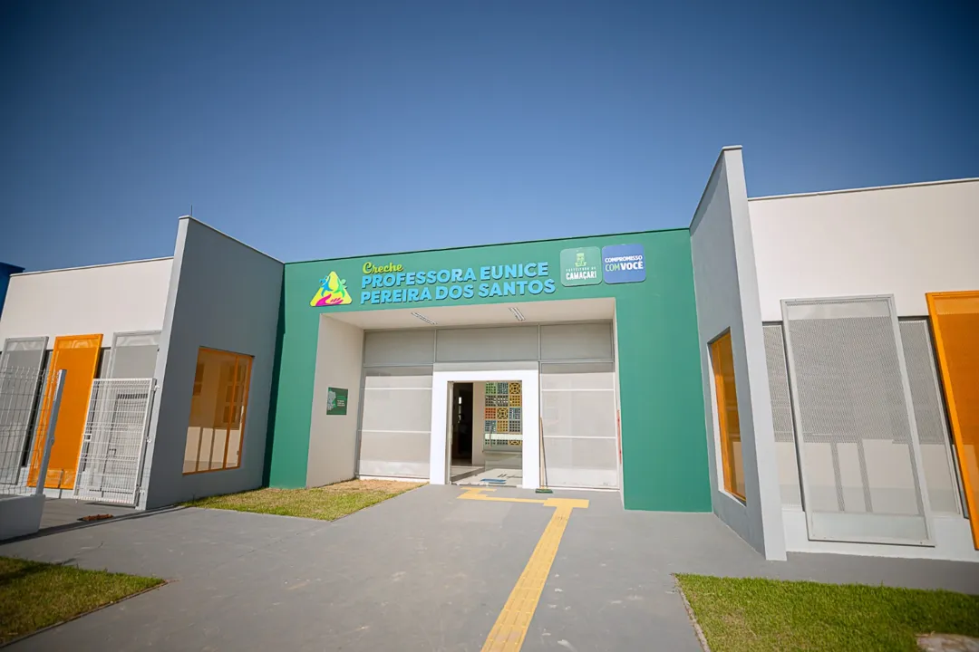 Creche Municipal Professora Eunice Pereira dos Santos, localizada no bairro Ponto Certo, na sede do município