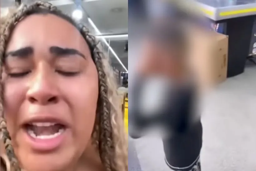 Criança fazia compras com a mãe Giovanna Oliveira