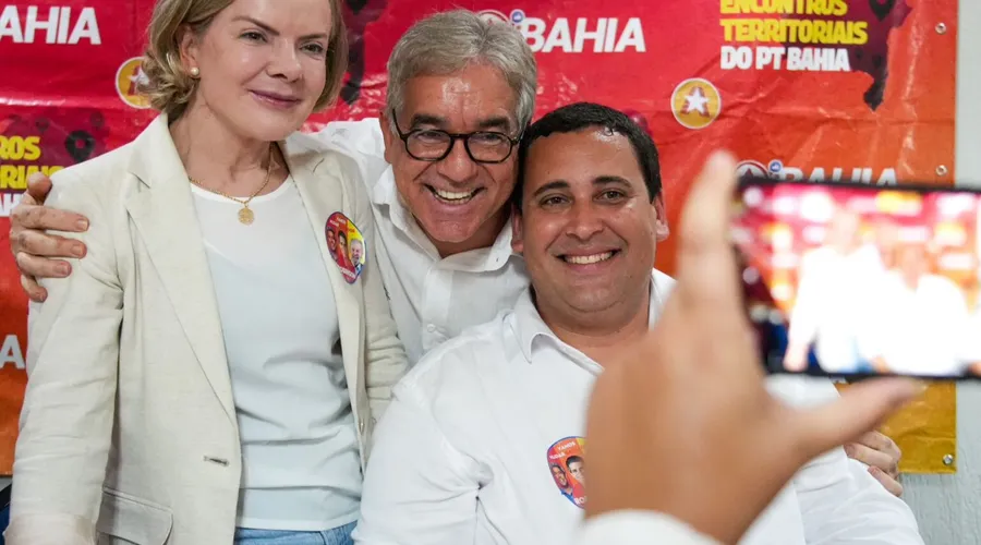 Gleisi Hoffmann, Zé Neto e Eden Valadares, presidente do PT Bahia