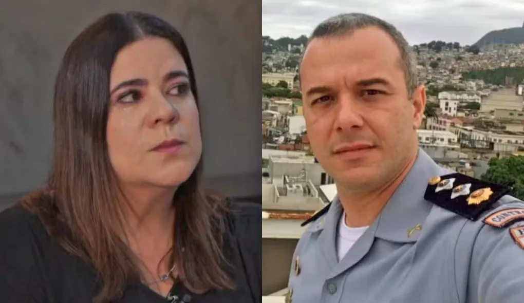 Juliana Domingues e o tenente-coronel Carlos Eduardo Almeida Alves Oliveira da Costa