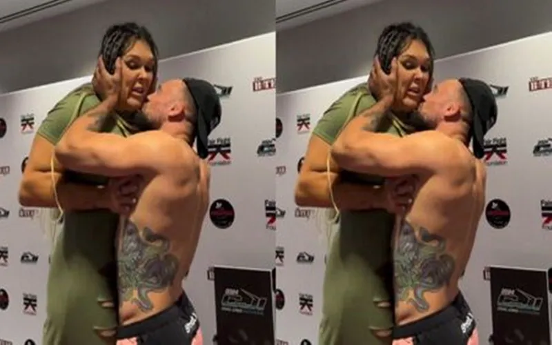 Brasileira Gabi Garcia é surpreendida com beijo forçado do australiano Craig Jones