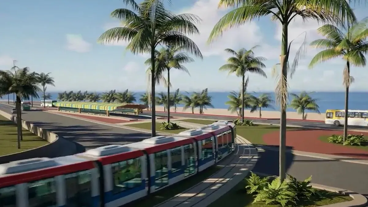 Projeção do terceiro trecho do VLT de Salvador, que liga Águas Claras a Piatã