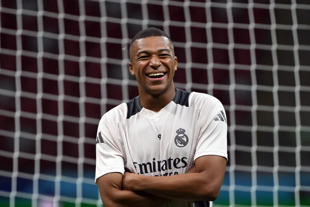 Mbappe durante treino do Real Madrid