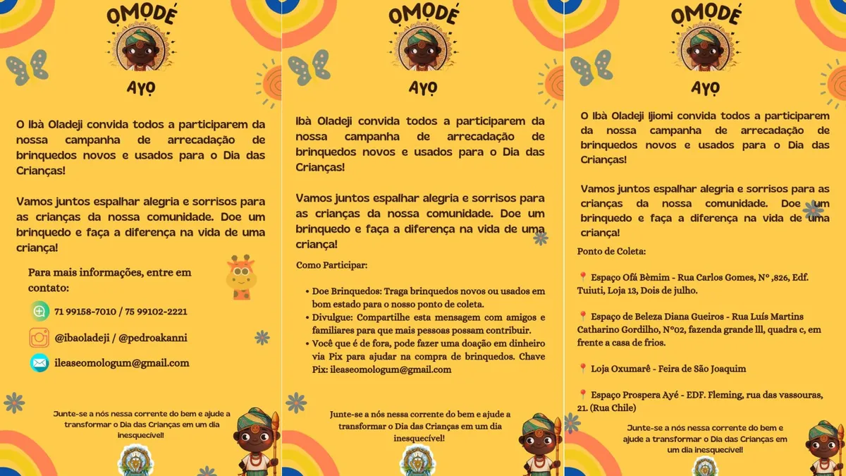 A campanha promove a arrecadação de brinquedos para distribuição no Dia das Crianças