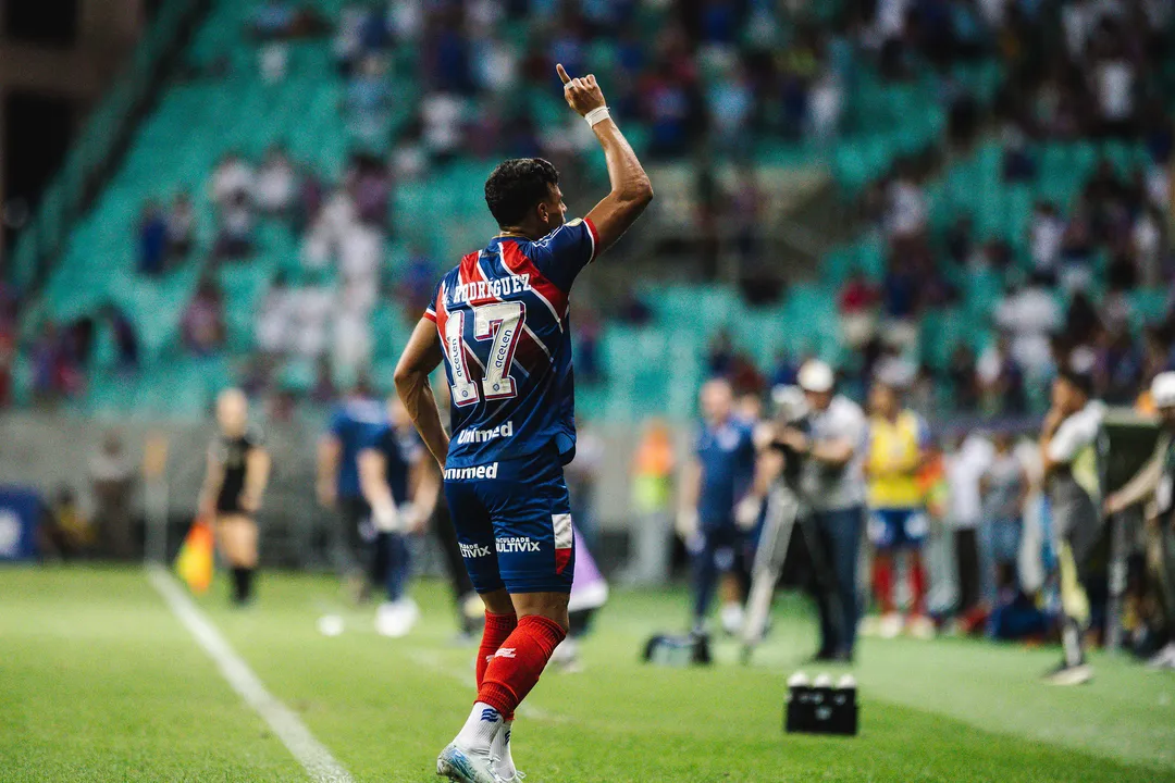 Luciano Rodríguez marcou o terceiro gol do Bahia na vitória por 3 a 0 sobre o Atlético-MG