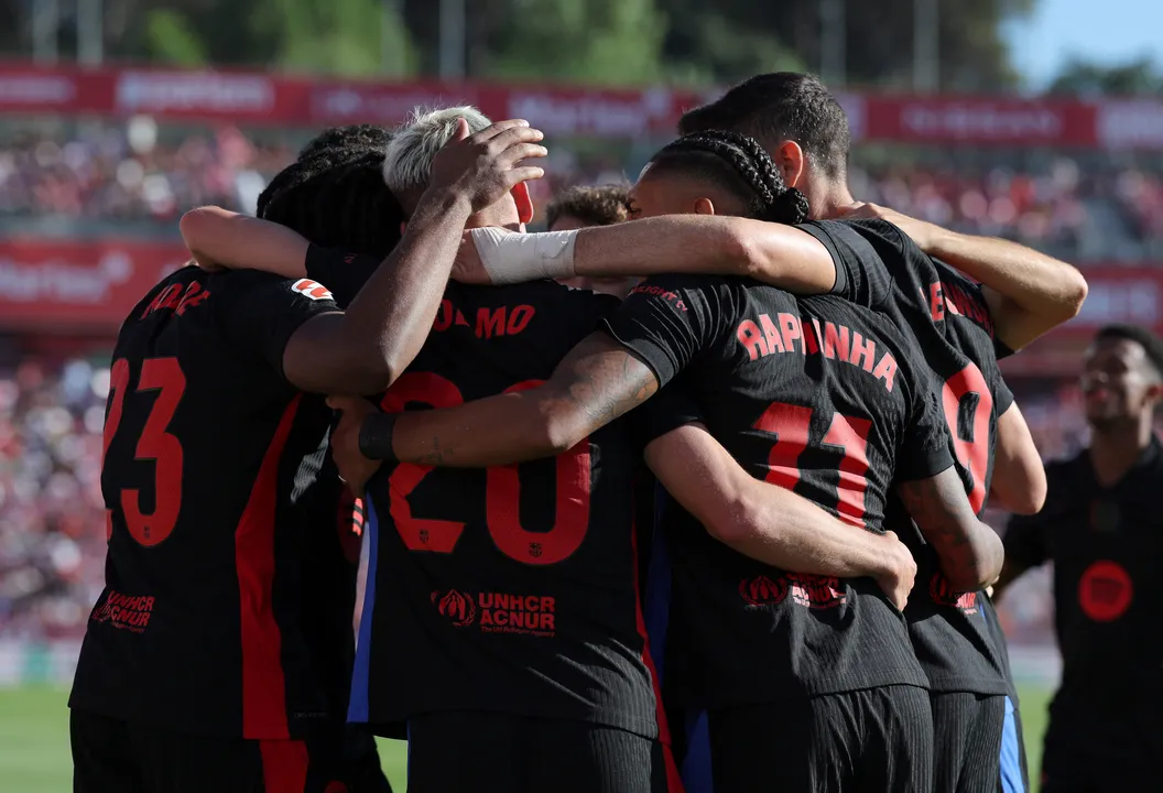 Jogadores do Barcelona comemorando