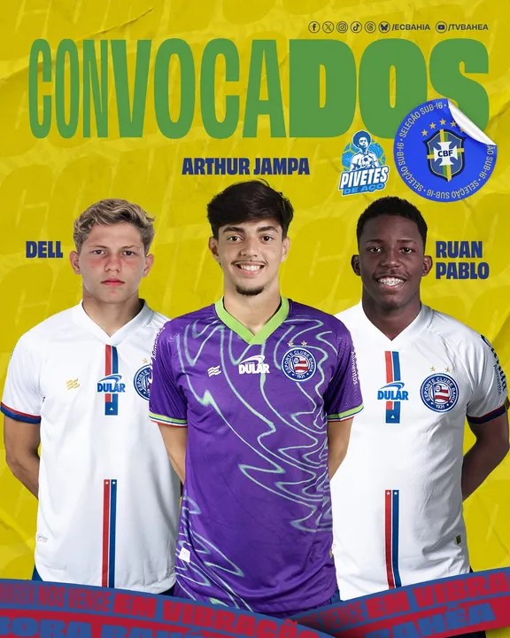 Dell, Arthur Jampa e Ruan Pablo foram convocados pela Seleção Brasileira para a disputa do Campeonato Sul-Americano Sub-16