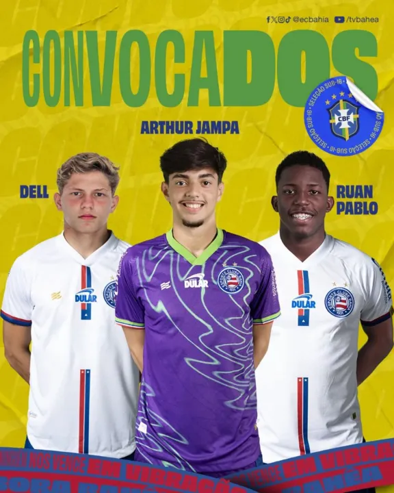 Dell, Arthur Jampa e Ruan Pablo foram convocados para a Seleção Brasileira Sub-16