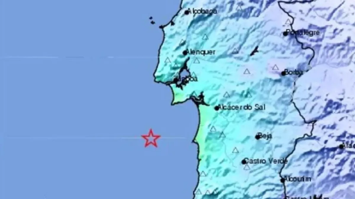 Segundo o IPMA, o epicentro do terremoto aconteceu a cerca de 60 km a oeste de Sines