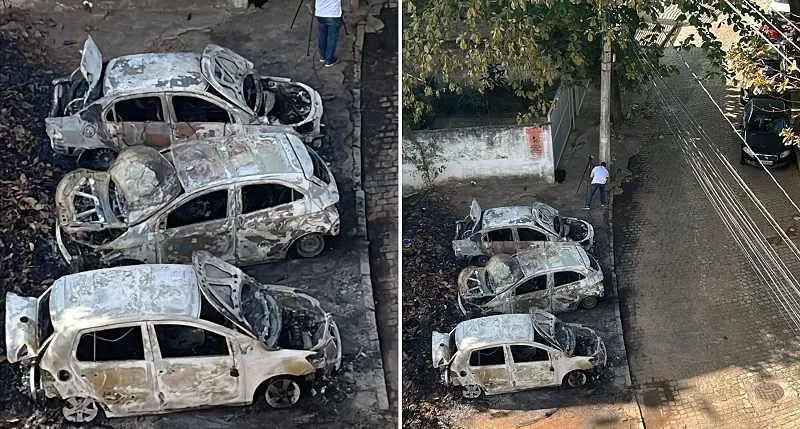 Imagem ilustrativa da imagem Vídeo: incêndio deixa carros completamente destruídos no Rio Vermelho