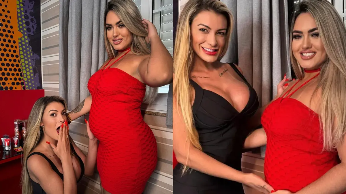 Andressa Urach grava conteúdo com grávida