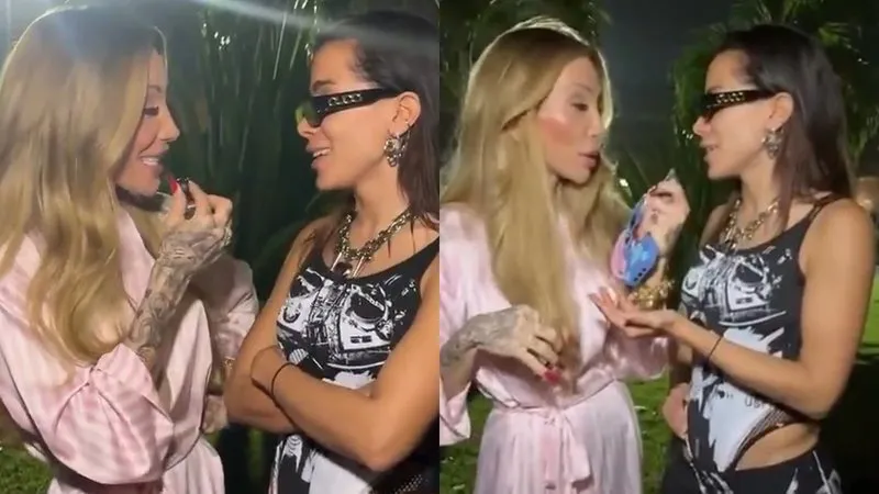 Maya Massafera entrevistando a cantora Anitta.