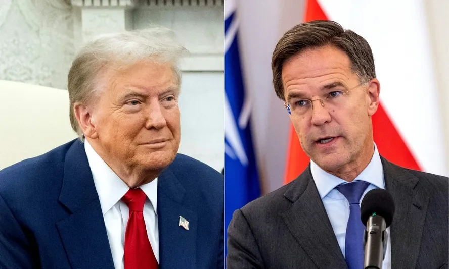 Presidente eleito dos EUA, Donald Trump e o chefe da Otan, Mark Rutte