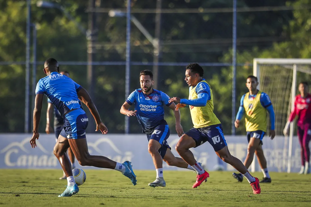 Jogadores do Bahia em treino no CT Evaristo de Macedo