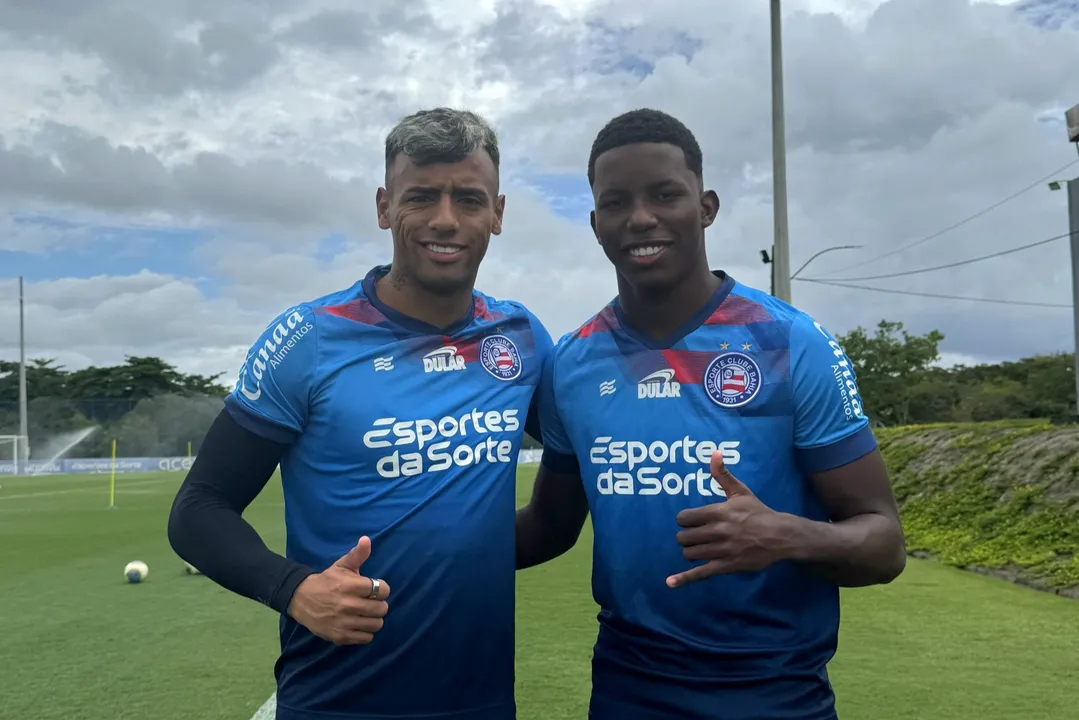 Lucho Rodríguez e Ruan Pablo no treino desta quinta-feira, 17