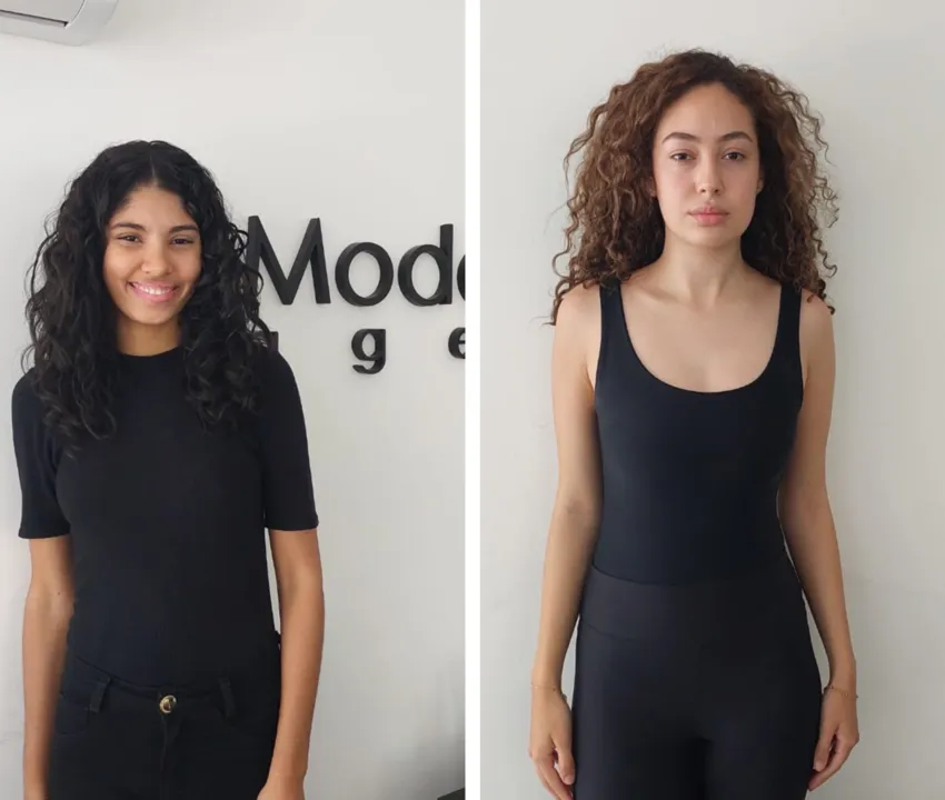 Kaylane Souza, de 21 anos; e Malu Cardoso, de 18, realizam aulas  para carreira de modelo