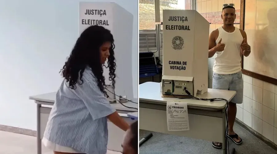 Sheuba e Alesson votando para eleger vereador e prefeito em Salvador