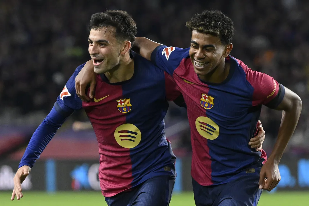 Jogadores do Barcelona comemorando