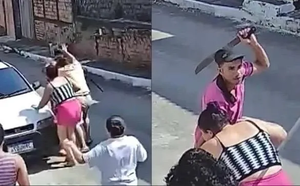 A briga entre os irmãos foi flagrada por câmeras de segurança