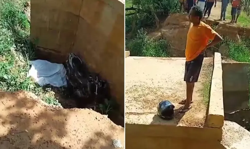 Imagem ilustrativa da imagem Motociclista morre após tentar atravessar ponte interditada na Bahia
