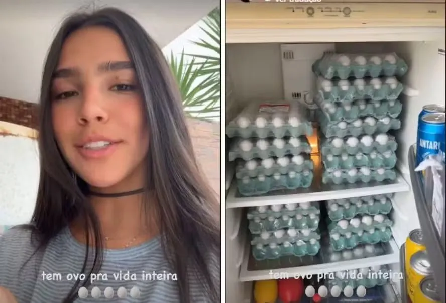 Influenciadora chamou atenção ao compartilhar uma foto de sua geladeira repleta de bandejas do alimento