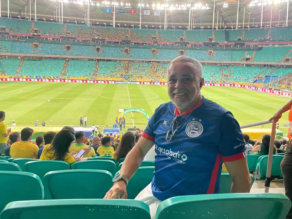 Aderaldo de Andrade compareceu na Arena Fonte Nova para assistir duelo entre Brasil x Uruguai