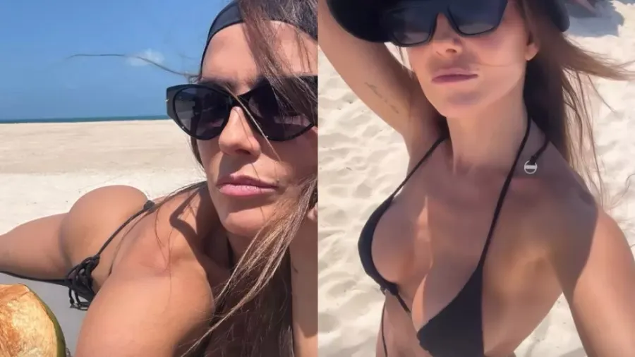 Imagem ilustrativa da imagem Deborah Secco ostenta biquíni fio-dental em praia do Ceará