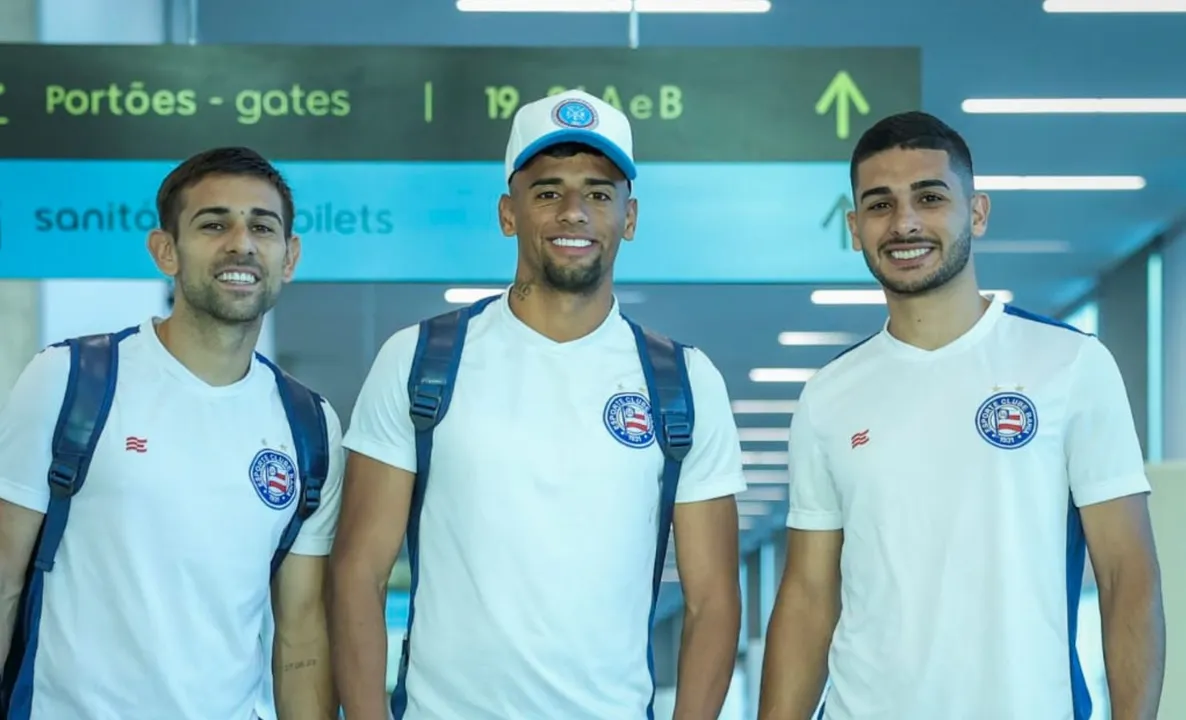 Acevedo, Lucho Rodrúguez e Michel Araújo, jogadores do Bahia