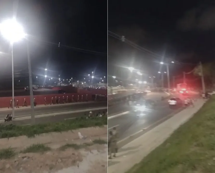 Um grande número de policiais militares se dirigiram para o estacionamento do Barradão