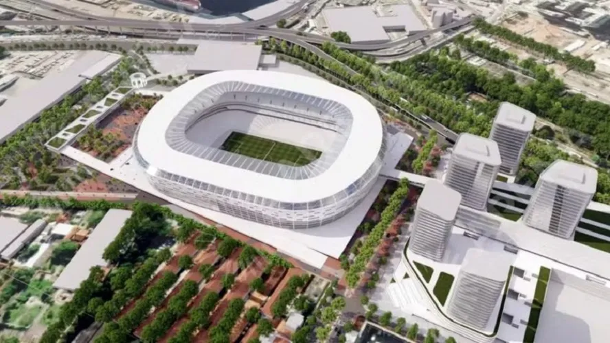 Projeto preliminar previa estádio com 60 metros de altura, equivalente a um prédio de 20 andares, com 27 elevadores e 16 rampas integradas para acesso interno