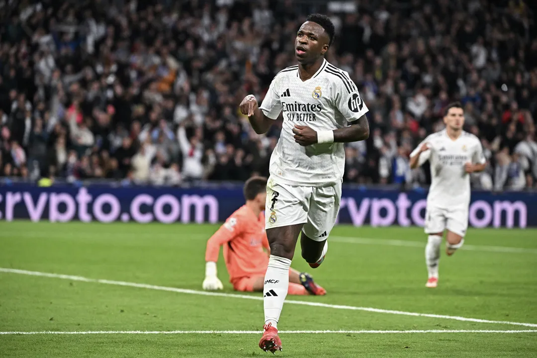 Vinicius Jr em partida com o Real Madrid