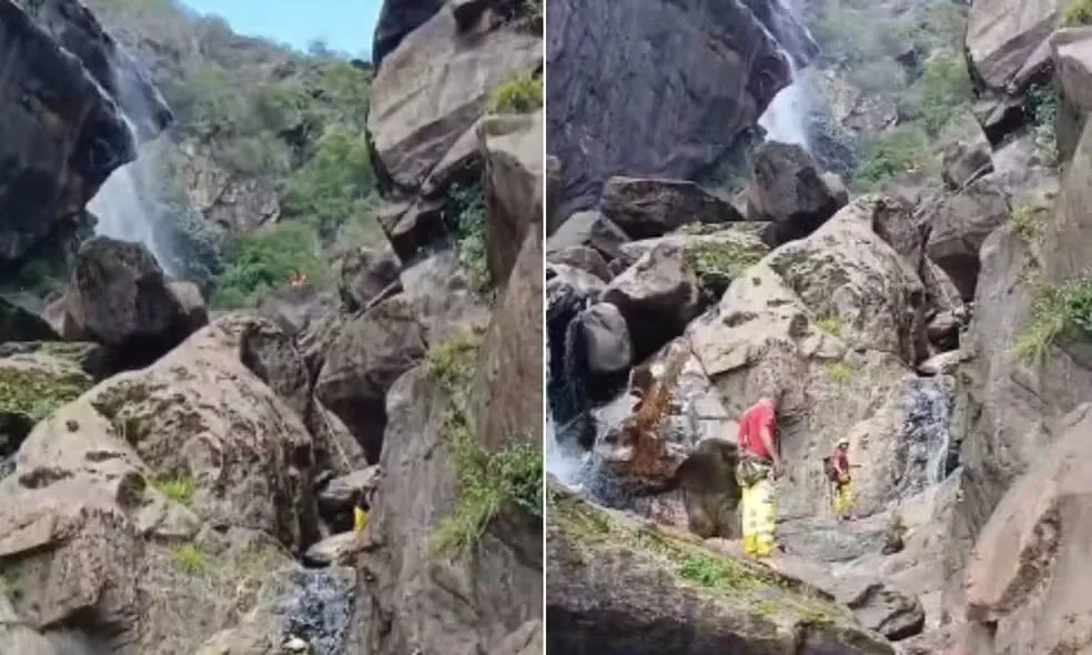 Imagem ilustrativa da imagem Homem morre após cair de cachoeira ao tentar fazer foto na Bahia