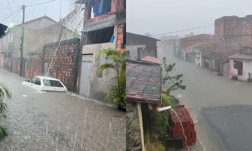 Carros ficaram submersos, lojas invadidas pela água e milhares de residências atingidas pelas fortes chuvas