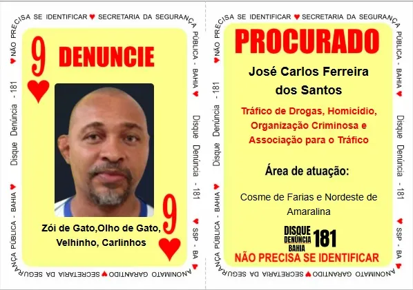 Imagem ilustrativa da imagem Líder do tráfico no Nordeste de Amaralina entra pro Baralho do Crime