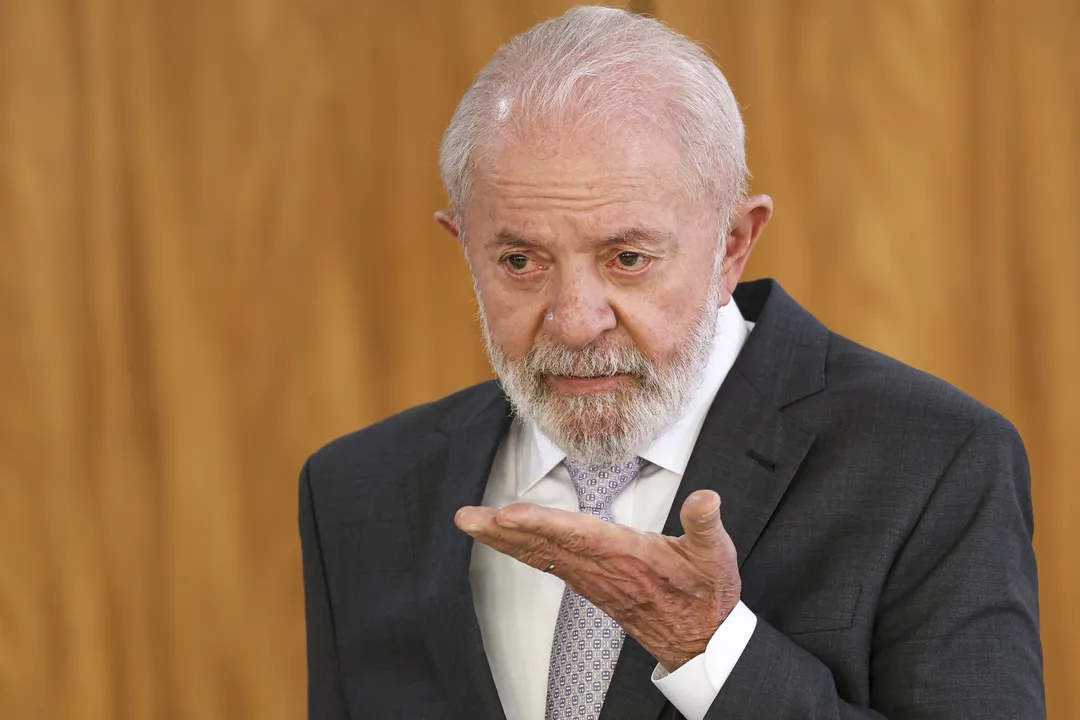 O presidente Luiz Inácio Lula da Silva durante entrevista coletiva e cerimônia de assinatura de acordos com Portugal nos setores de saúde, ciência e tecnologia e segurança pública