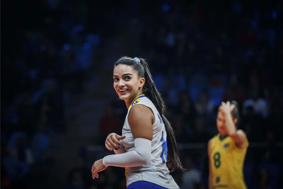 Natinha pela seleção brasileira de vôlei