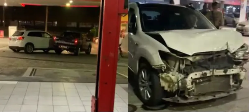 Um policial arranjou uma briga em um posto de gasolina após discussão de trânsito