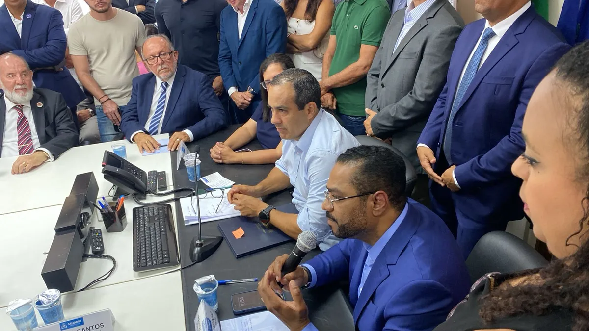 Márcio Marinho e cúpula do Republicanos na Bahia estiveram presentes no ato que anunciou os novos secretários da Seinfra e Semit