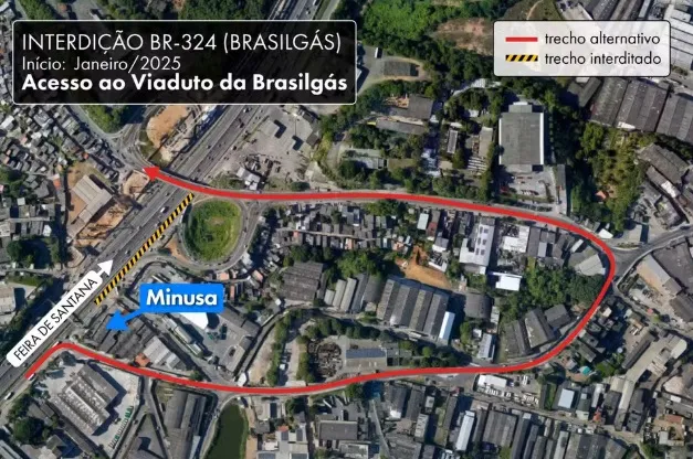 Imagem ilustrativa da imagem Tráfego de veículos será alterado na BR-324 para continuação de obra