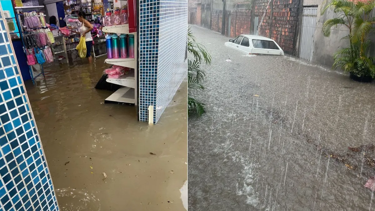 Alagamento por chuva forte em Pojuco