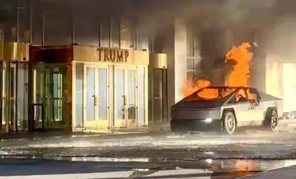 Um Cybertruck, automóvel da Tesla, explodiu nesta quarta, 1º, em frente ao Trump International Hotel