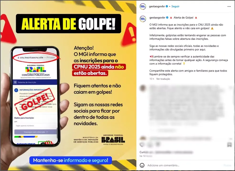 O comunicado, publicado no domingo, 9, esclarece que golpistas estão espalhando informações falsas