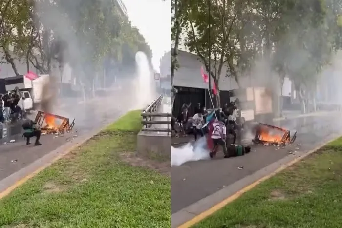 As autoridades argentinas informaram que seis policiais ficaram feridos durante o protesto