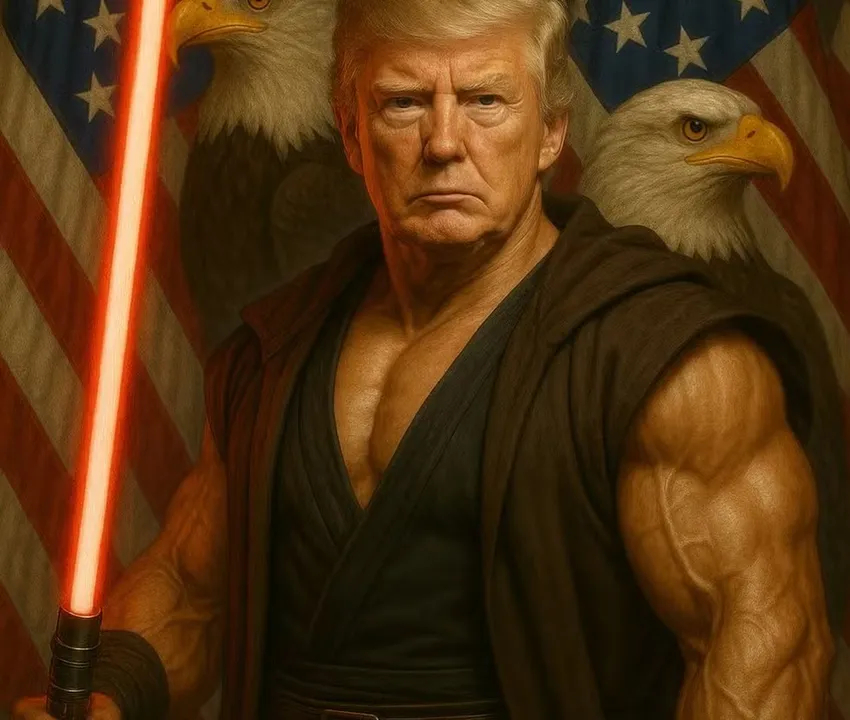 Trump sarado e com sabre de luz foi postado no X no dia festejado pelos fãs de 'Star wars'