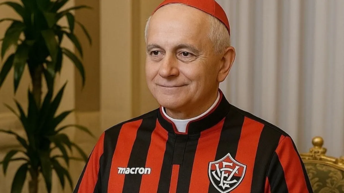 Papa Leão XIV com a camisa do Vitória feito com inteligência artificial