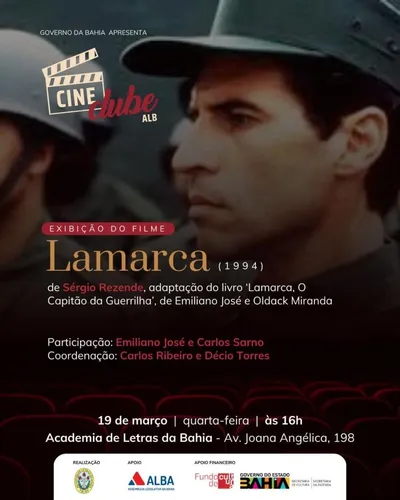 O cineclube estreia com a exibição de “Lamarca”, de Sergio Rezende, lançado em 1994