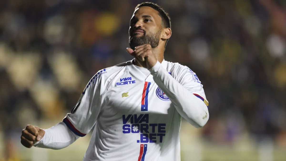Willian José comemora gol do Bahia na Copa Libertadores