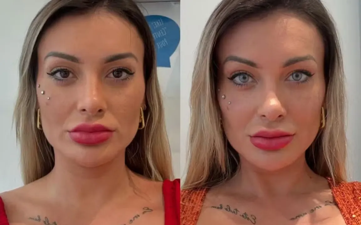 Andressa Urach mudou a cor dos olhos para azul