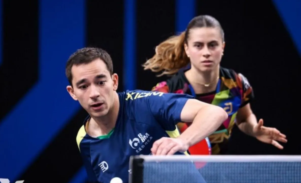 Hugo Calderano e Bruna Takahashi